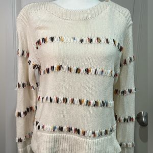 Lou and Grey for Loft beige sweater with multicolored design Size S